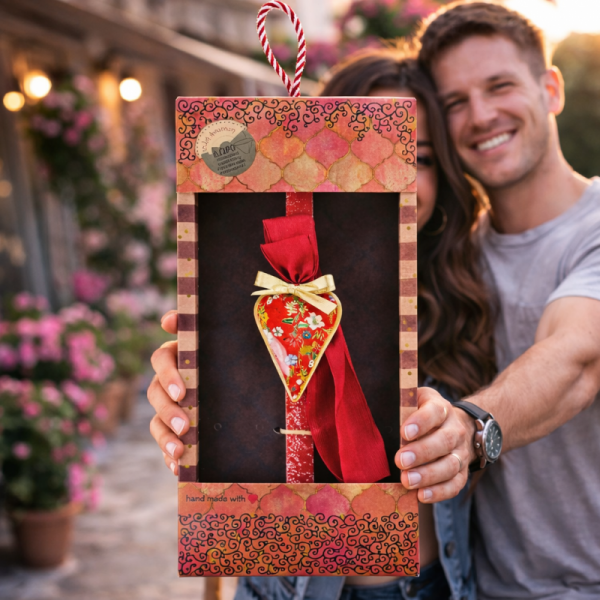 Λαμπάδα Καρδιά φλοράλ -...