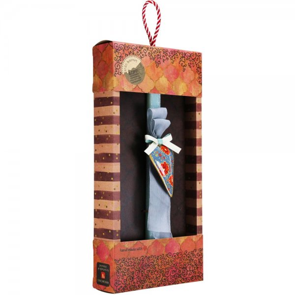 Λαμπάδα Καρδιά φλοράλ - Σιέλ